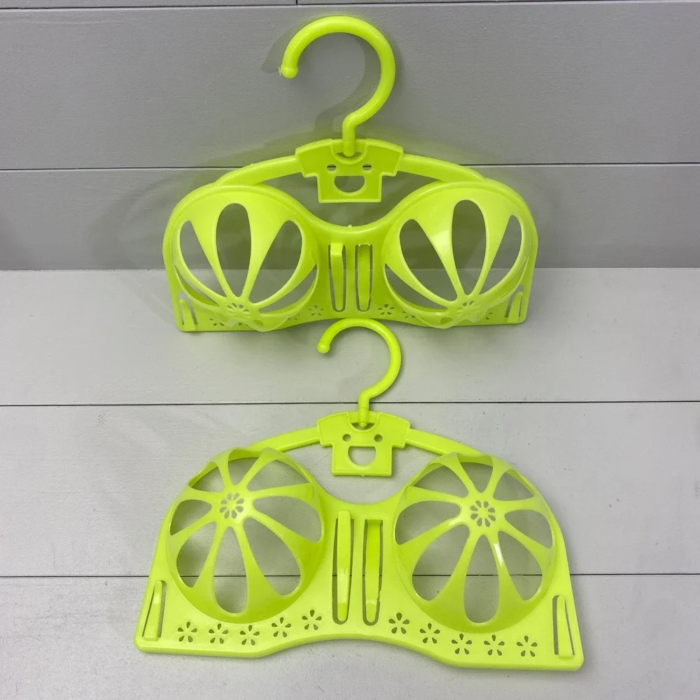 Unbranded Bra Drying Hanger Set 2 Neon Yellow Lingerie Shape Protector OS